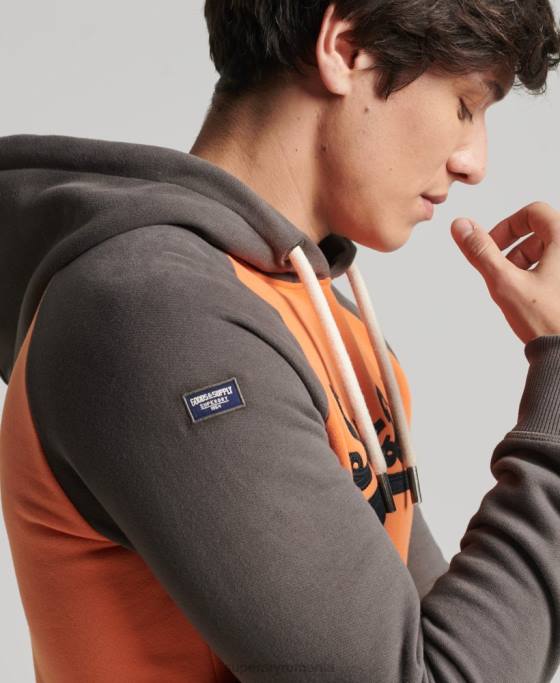 Superdry hanorac raglan cu logo vintage american classics îmbrăcăminte portocale bărbați JX0Z832