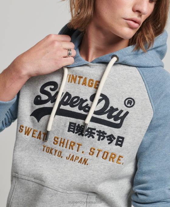 Superdry hanorac raglan din bumbac organic cu logo vintage îmbrăcăminte gri bărbați JX0Z812