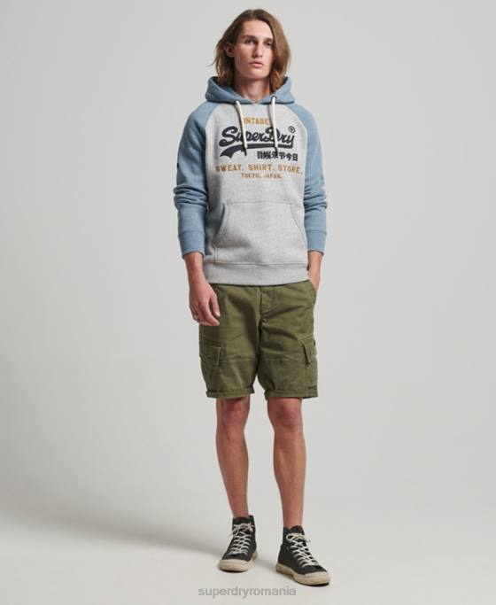 Superdry hanorac raglan din bumbac organic cu logo vintage îmbrăcăminte gri bărbați JX0Z812