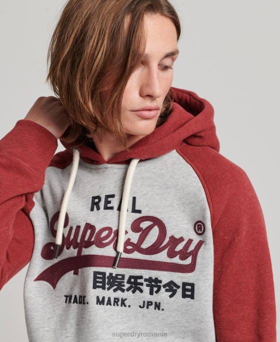 Superdry hanorac raglan din bumbac organic cu logo vintage îmbrăcăminte gri deschis bărbați JX0Z486