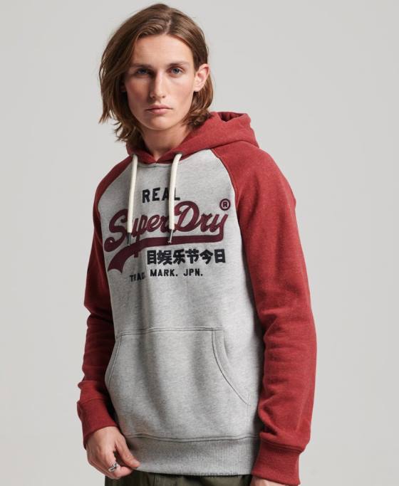 Superdry hanorac raglan din bumbac organic cu logo vintage îmbrăcăminte gri deschis bărbați JX0Z486
