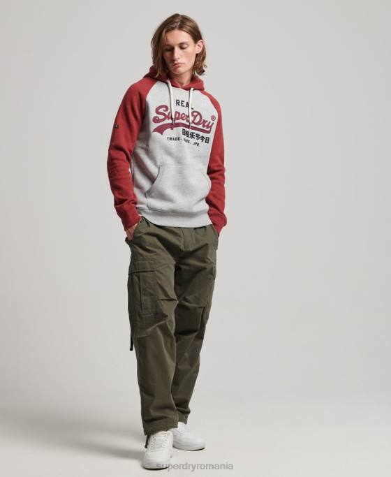 Superdry hanorac raglan din bumbac organic cu logo vintage îmbrăcăminte gri deschis bărbați JX0Z486