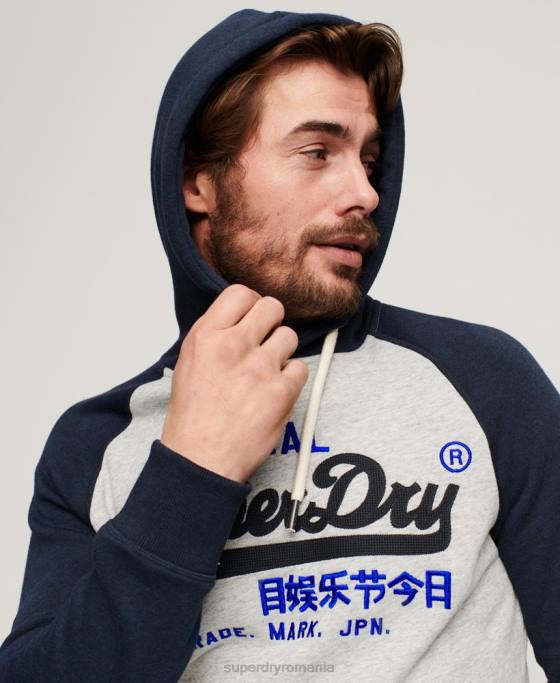 Superdry hanorac raglan din bumbac organic cu logo vintage îmbrăcăminte marina bărbați JX0Z479