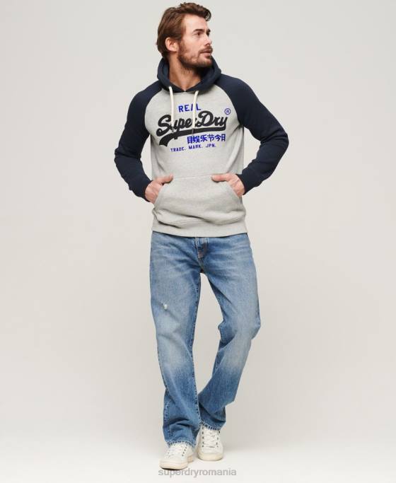 Superdry hanorac raglan din bumbac organic cu logo vintage îmbrăcăminte marina bărbați JX0Z479