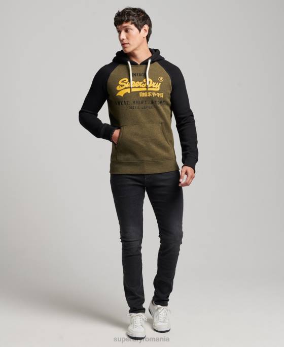 Superdry hanorac raglan din bumbac organic cu logo vintage îmbrăcăminte negru bărbați JX0Z509