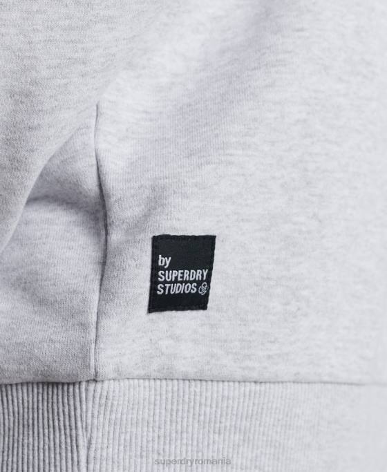 Superdry hanorac reciclat micro crew mid îmbrăcăminte gri deschis bărbați JX0Z890
