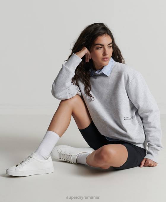 Superdry hanorac reciclat micro crew mid îmbrăcăminte gri deschis femei JX0Z6062