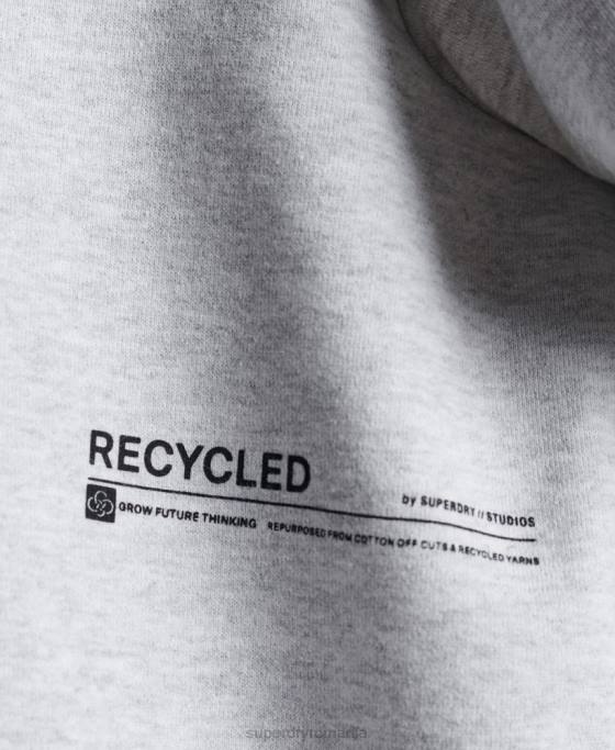 Superdry hanorac reciclat micro crew mid îmbrăcăminte gri deschis femei JX0Z6062