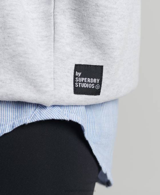 Superdry hanorac reciclat micro crew mid îmbrăcăminte gri deschis femei JX0Z6062