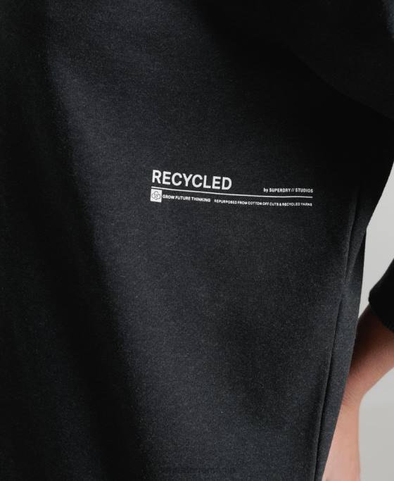 Superdry hanorac reciclat micro crew mid îmbrăcăminte negru femei JX0Z5972
