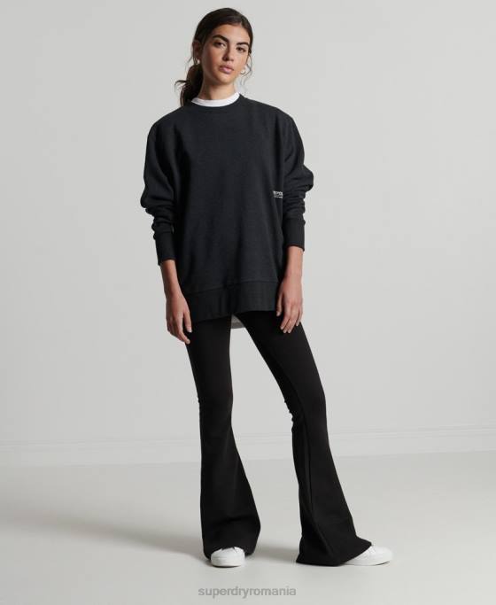 Superdry hanorac reciclat micro crew mid îmbrăcăminte negru femei JX0Z5972