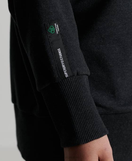 Superdry hanorac reciclat micro crew mid îmbrăcăminte negru femei JX0Z5972