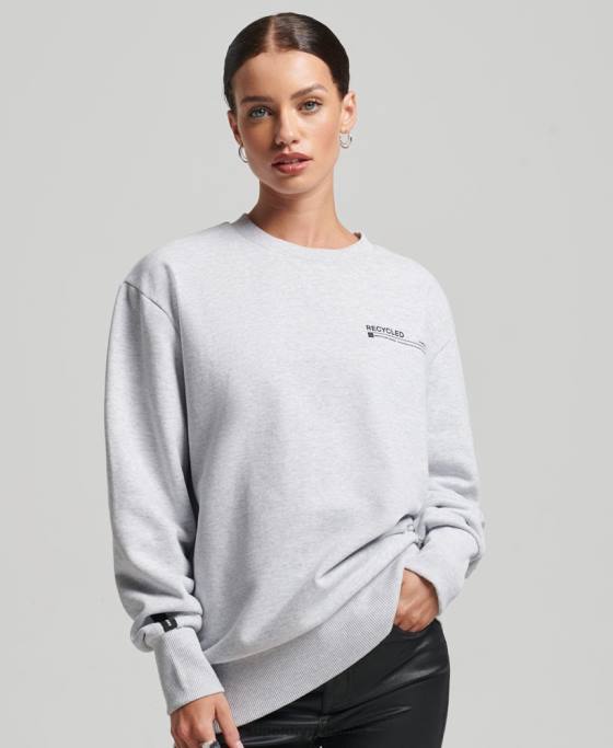 Superdry hanorac reciclat micro top crew îmbrăcăminte gri deschis femei JX0Z5901