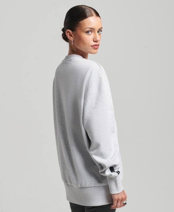 Superdry hanorac reciclat micro top crew îmbrăcăminte gri deschis femei JX0Z5901