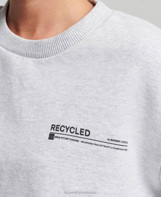 Superdry hanorac reciclat micro top crew îmbrăcăminte gri deschis femei JX0Z5901