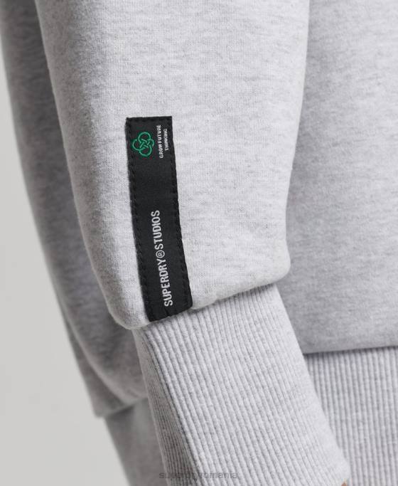 Superdry hanorac reciclat micro top crew îmbrăcăminte gri deschis femei JX0Z5901