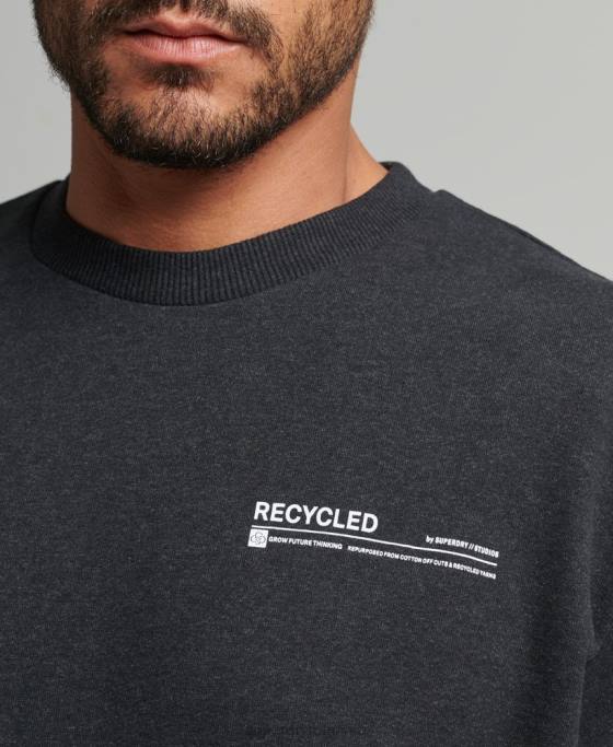 Superdry hanorac reciclat micro top crew îmbrăcăminte negru bărbați JX0Z889