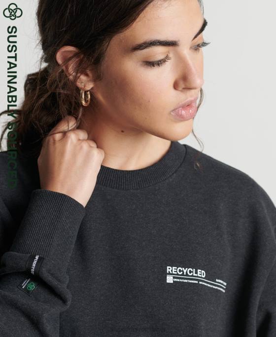 Superdry hanorac reciclat micro top crew îmbrăcăminte negru femei JX0Z5970