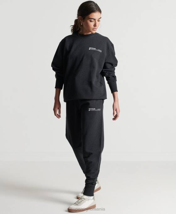 Superdry hanorac reciclat micro top crew îmbrăcăminte negru femei JX0Z5970