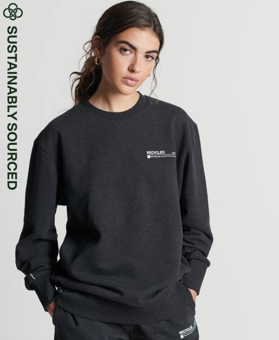 Superdry hanorac reciclat micro top crew îmbrăcăminte negru femei JX0Z5970