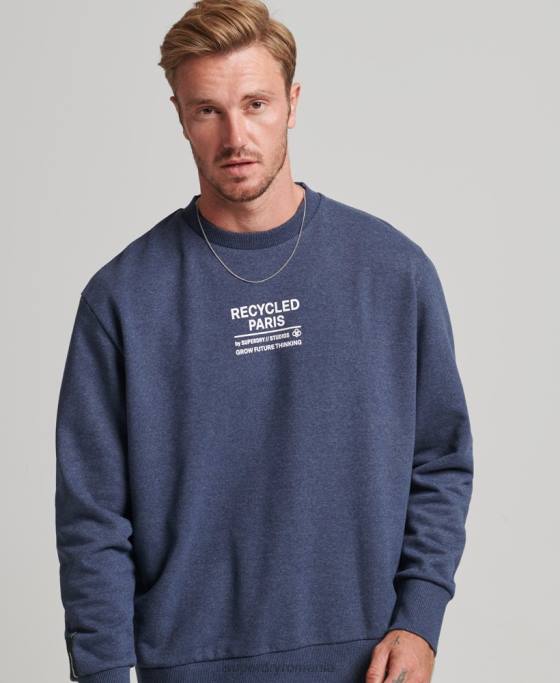 Superdry hanorac reciclat pentru echipajul orașului îmbrăcăminte albastru bărbați JX0Z5011
