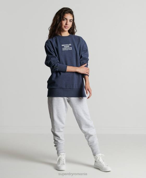 Superdry hanorac reciclat pentru echipajul orașului îmbrăcăminte albastru femei JX0Z5833