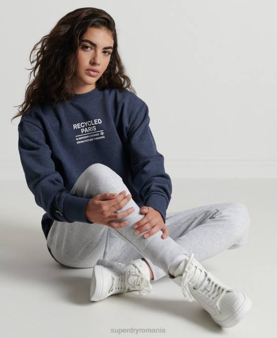 Superdry hanorac reciclat pentru echipajul orașului îmbrăcăminte albastru femei JX0Z5833
