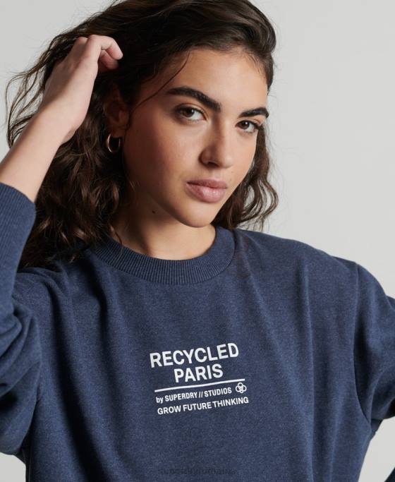 Superdry hanorac reciclat pentru echipajul orașului îmbrăcăminte albastru femei JX0Z5833
