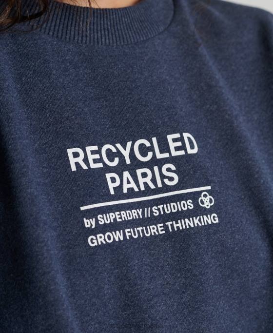 Superdry hanorac reciclat pentru echipajul orașului îmbrăcăminte albastru femei JX0Z5833