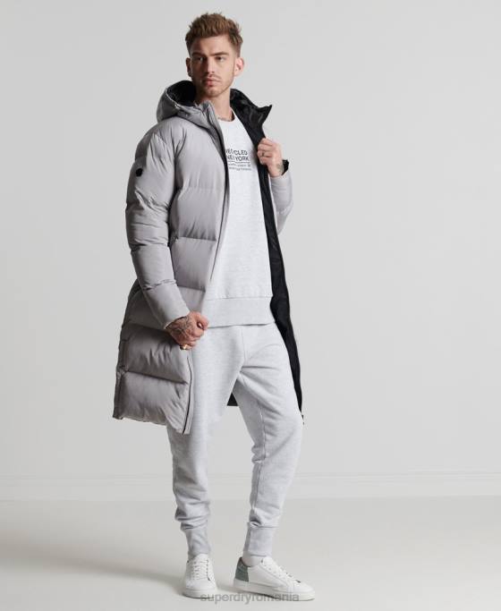 Superdry hanorac reciclat pentru echipajul orașului îmbrăcăminte gri deschis bărbați JX0Z5055