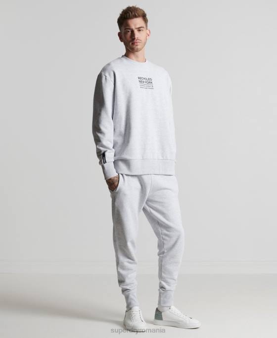 Superdry hanorac reciclat pentru echipajul orașului îmbrăcăminte gri deschis bărbați JX0Z5055