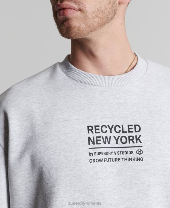 Superdry hanorac reciclat pentru echipajul orașului îmbrăcăminte gri deschis bărbați JX0Z5055