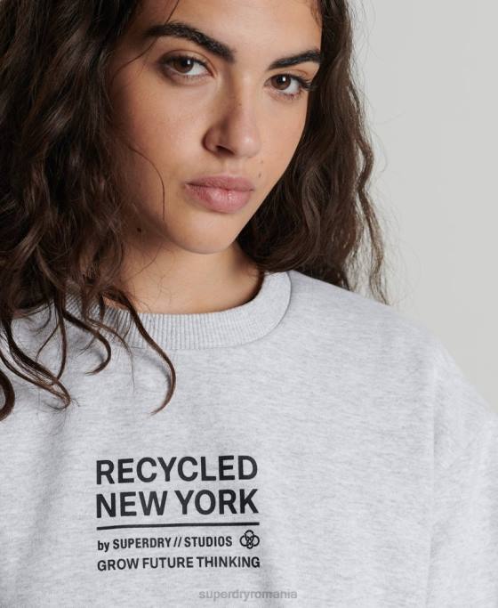 Superdry hanorac reciclat pentru echipajul orașului îmbrăcăminte gri deschis femei JX0Z6089