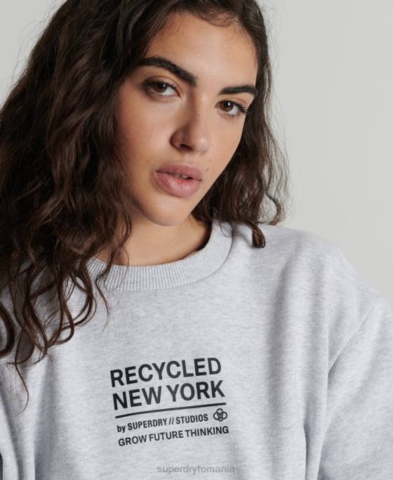 Superdry hanorac reciclat pentru echipajul orașului îmbrăcăminte gri deschis femei JX0Z6089