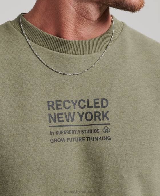 Superdry hanorac reciclat pentru echipajul orașului îmbrăcăminte kaki bărbați JX0Z831
