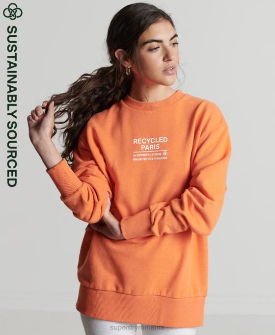 Superdry hanorac reciclat pentru echipajul orașului îmbrăcăminte portocale femei JX0Z5971