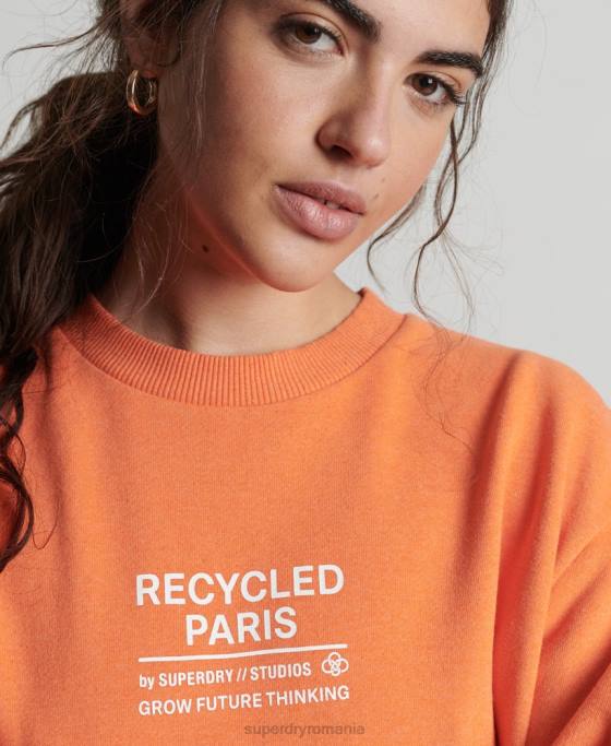 Superdry hanorac reciclat pentru echipajul orașului îmbrăcăminte portocale femei JX0Z5971