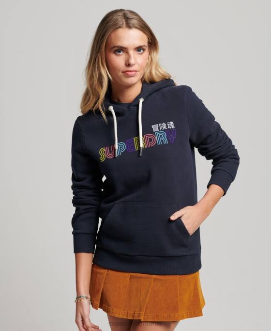 Superdry hanorac retro curcubeu îmbrăcăminte marina femei JX0Z3350