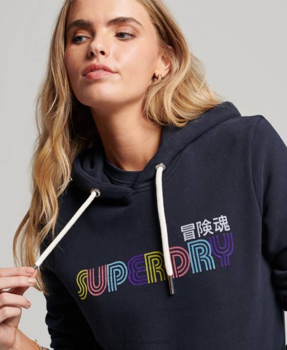 Superdry hanorac retro curcubeu îmbrăcăminte marina femei JX0Z3350