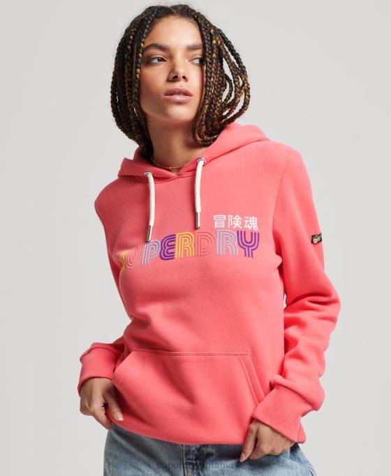 Superdry hanorac retro curcubeu îmbrăcăminte roz femei JX0Z3332
