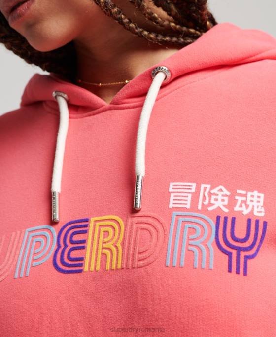 Superdry hanorac retro curcubeu îmbrăcăminte roz femei JX0Z3332