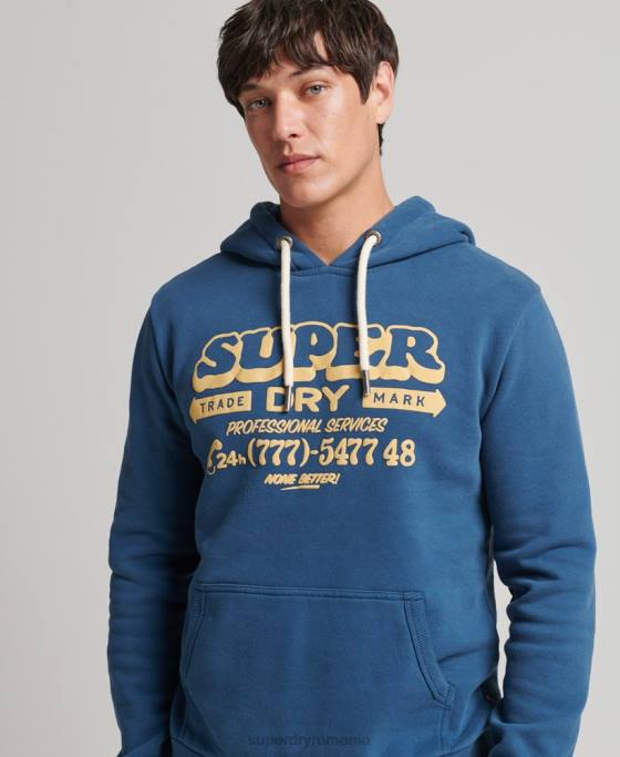 Superdry hanorac scriitor semn îmbrăcăminte albastru bărbați JX0Z5107