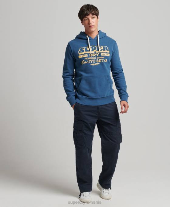 Superdry hanorac scriitor semn îmbrăcăminte albastru bărbați JX0Z5107