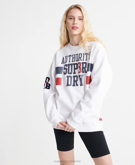 Superdry hanorac sdqb authority cu decolteu rotund îmbrăcăminte alb femei JX0Z3510