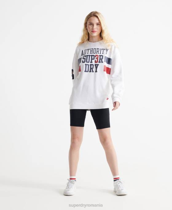 Superdry hanorac sdqb authority cu decolteu rotund îmbrăcăminte alb femei JX0Z3510
