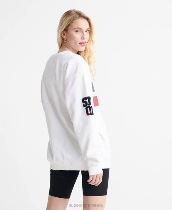 Superdry hanorac sdqb authority cu decolteu rotund îmbrăcăminte alb femei JX0Z3510