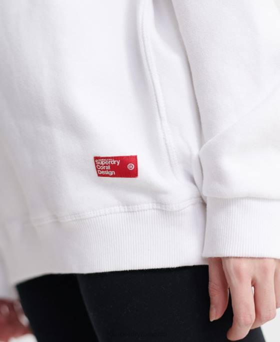 Superdry hanorac sdqb authority cu decolteu rotund îmbrăcăminte alb femei JX0Z3510