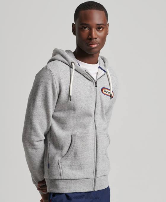 Superdry hanorac sezonier cu fermoar cu logo vintage îmbrăcăminte gri bărbați JX0Z5163