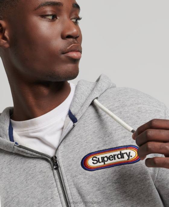 Superdry hanorac sezonier cu fermoar cu logo vintage îmbrăcăminte gri bărbați JX0Z5163