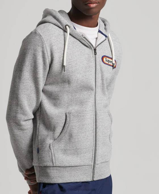 Superdry hanorac sezonier cu fermoar cu logo vintage îmbrăcăminte gri bărbați JX0Z5163